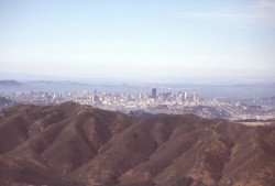 San Francisco from above coastal hills from 747