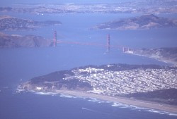 Golden Gate Bridge on climbout in 747