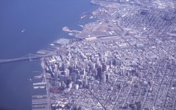 Downtown San Francisco from 747 Close Up