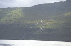 Water cascades down the hillside