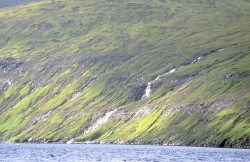 Water cascading down the mountainside