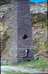 Miles climbing the chimney